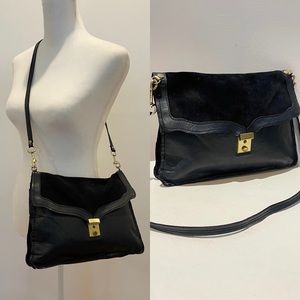 Vintage 70s Navy Blue Leather and Suede Handmade Crossbody/Clutch